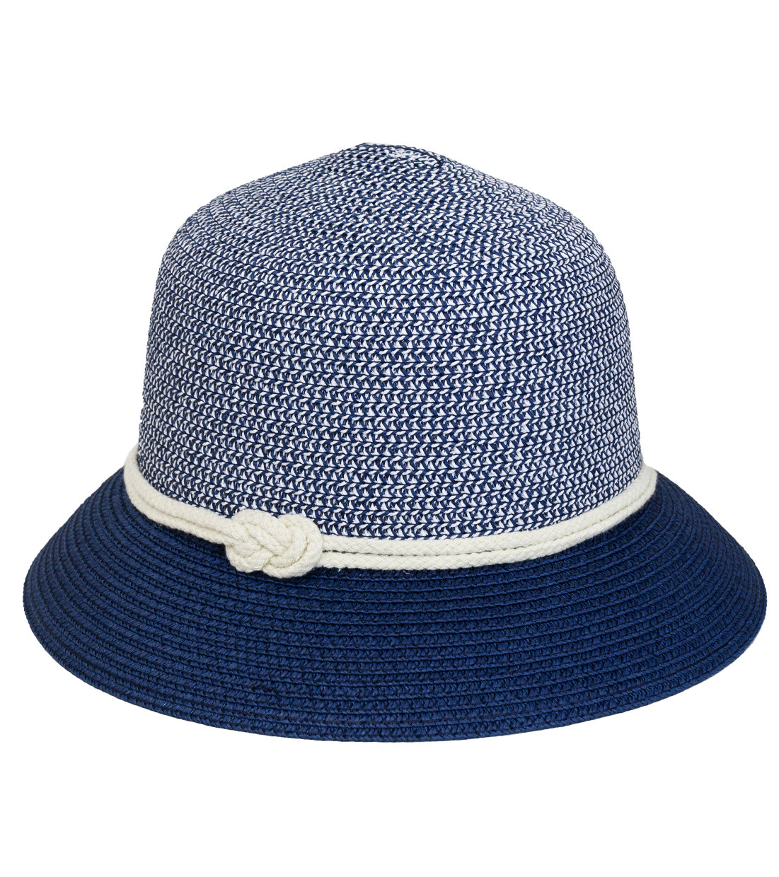 Magid Two-Toned straw Bucket Hat With Nautical Ties