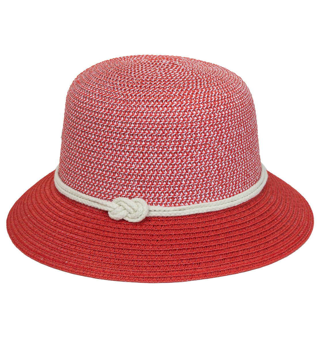Magid Two-Toned straw Bucket Hat With Nautical Ties