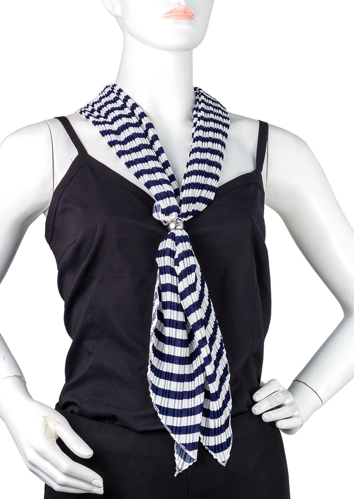 Prezzo Women's Striped Pleated Scarf With Ring